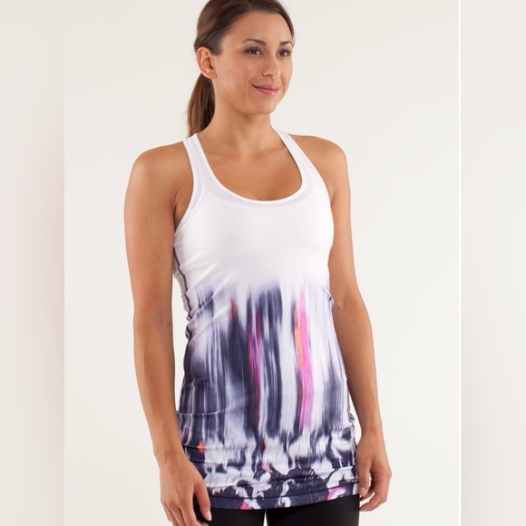 lululemon athletica Tops - Lululemon Cool Racerback Engineered Mirage Deep Indigo / White